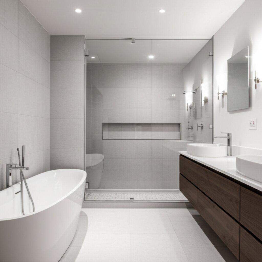 Luxury bathroom renovations with walk-in shower Toronto GTA