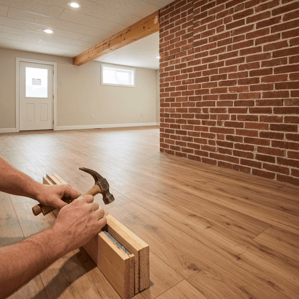 Professional basement renovation & finishing project by RenoHouse in Clarington — bathroom renovations near me