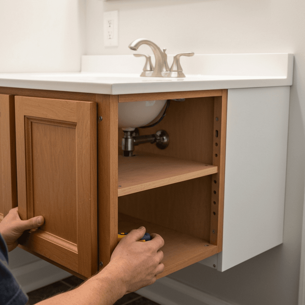 Professional bathroom cabinet & vanity installation project by RenoHouse in Etobicoke — bathroom renovations near me