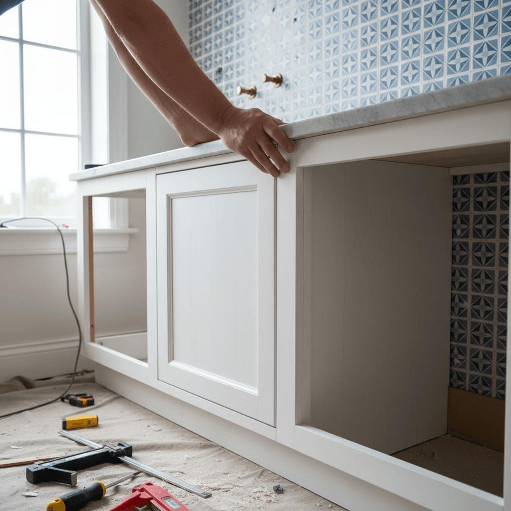 Professional bathroom cabinet & vanity installation project by RenoHouse in Oshawa — bathroom renovations near me