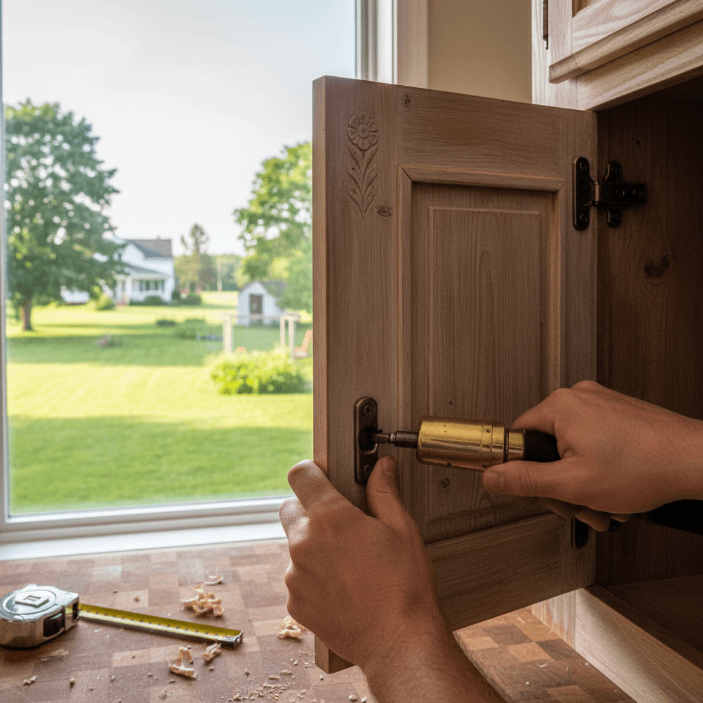Professional cabinet door replacement project by RenoHouse in Clarington — bathroom renovations near me