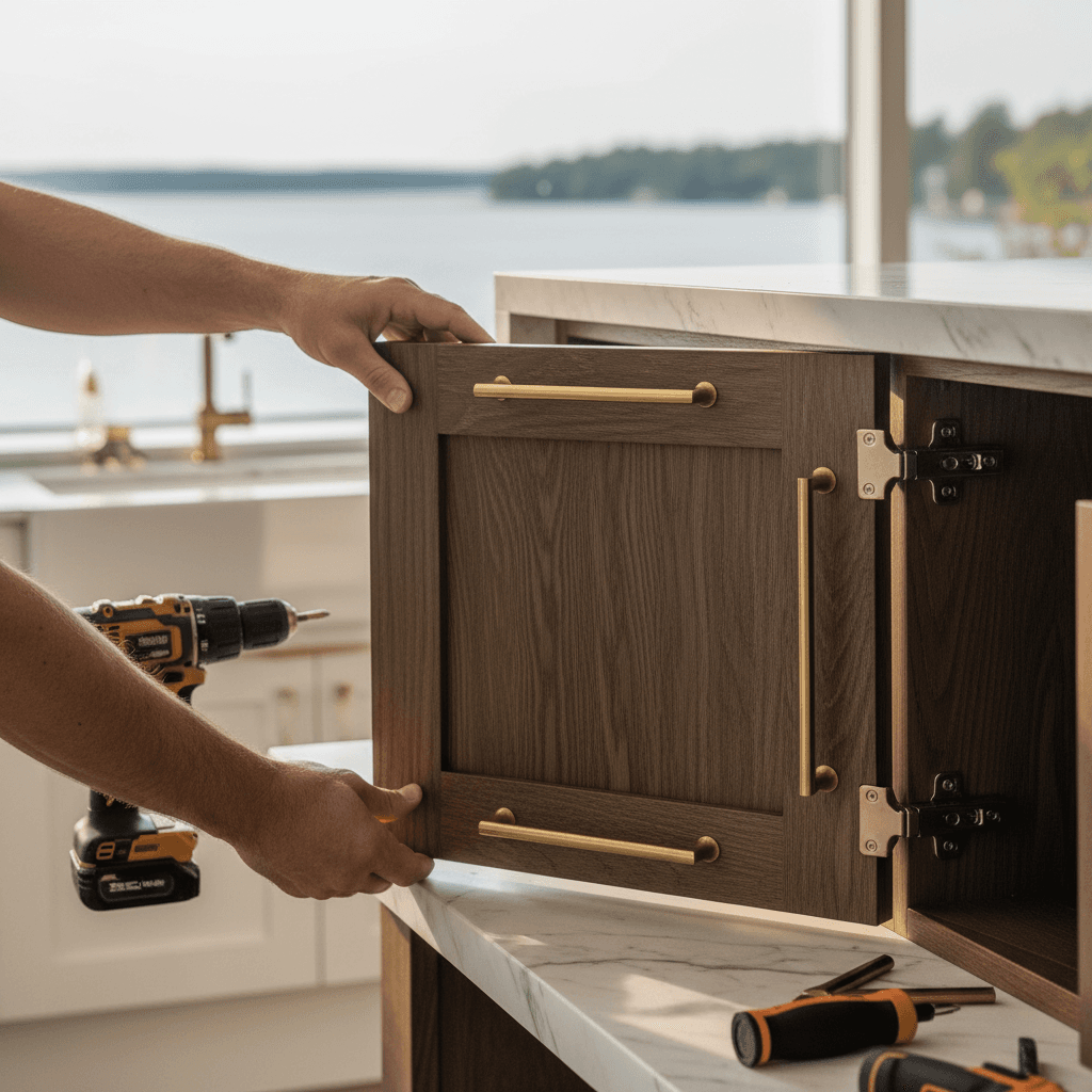 Professional cabinet door replacement project by RenoHouse in Oakville — bathroom renovations near me