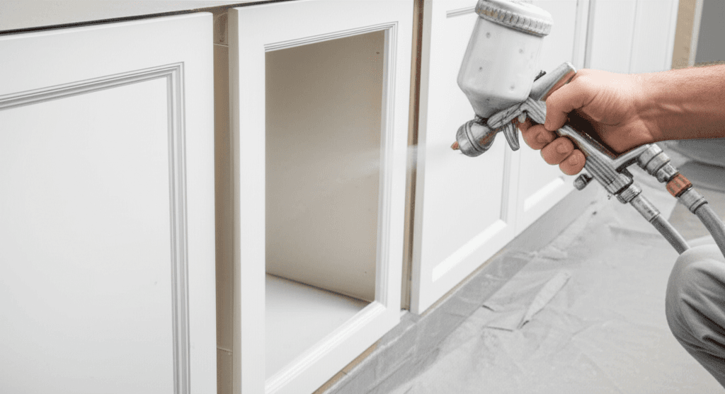 Professional kitchen cabinet painting project by RenoHouse in Aurora — cabinet painters