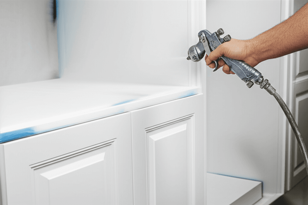 Professional kitchen cabinet painting project by RenoHouse in East Gwillimbury — cabinet painters