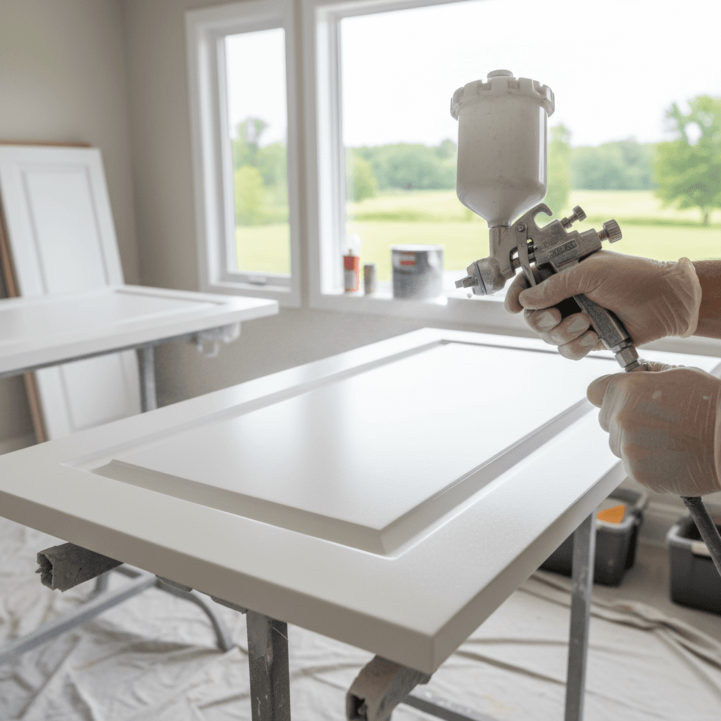 Professional kitchen cabinet painting project by RenoHouse in King City — cabinet painters