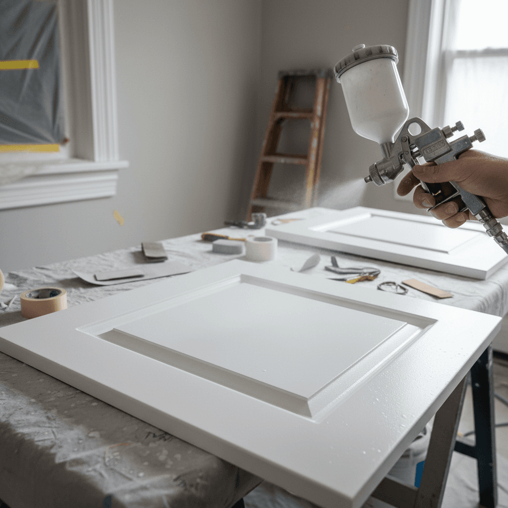 Professional kitchen cabinet painting project by RenoHouse in Oshawa — cabinet painters