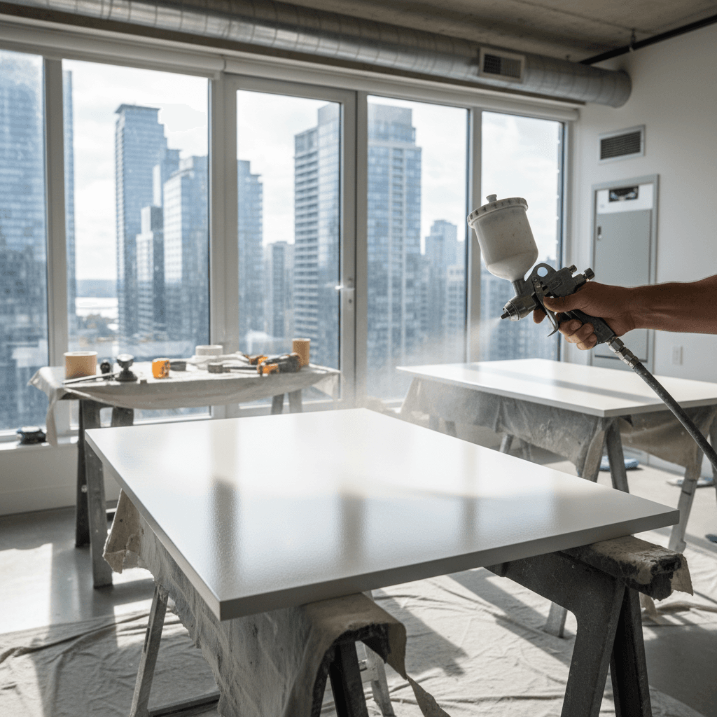 Professional kitchen cabinet painting project by RenoHouse in Toronto — cabinet painters
