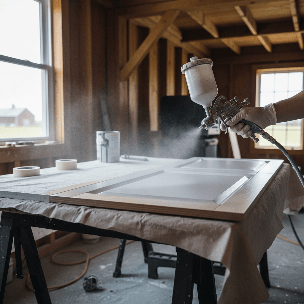Professional kitchen cabinet painting project by RenoHouse in Uxbridge — cabinet painters