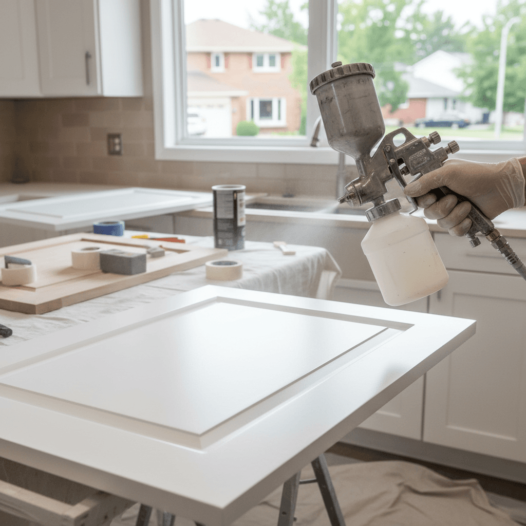 Professional kitchen cabinet painting project by RenoHouse in Whitby — cabinet painters