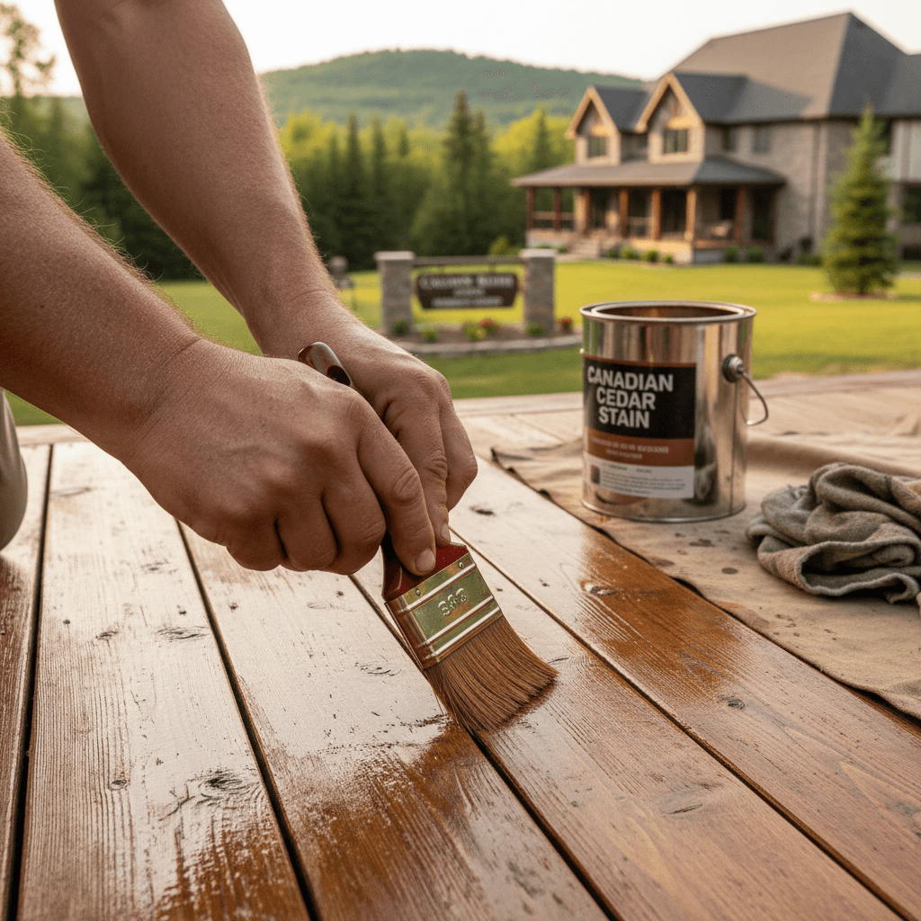 Professional deck staining & finishing project by RenoHouse in Caledon — quality workmanship