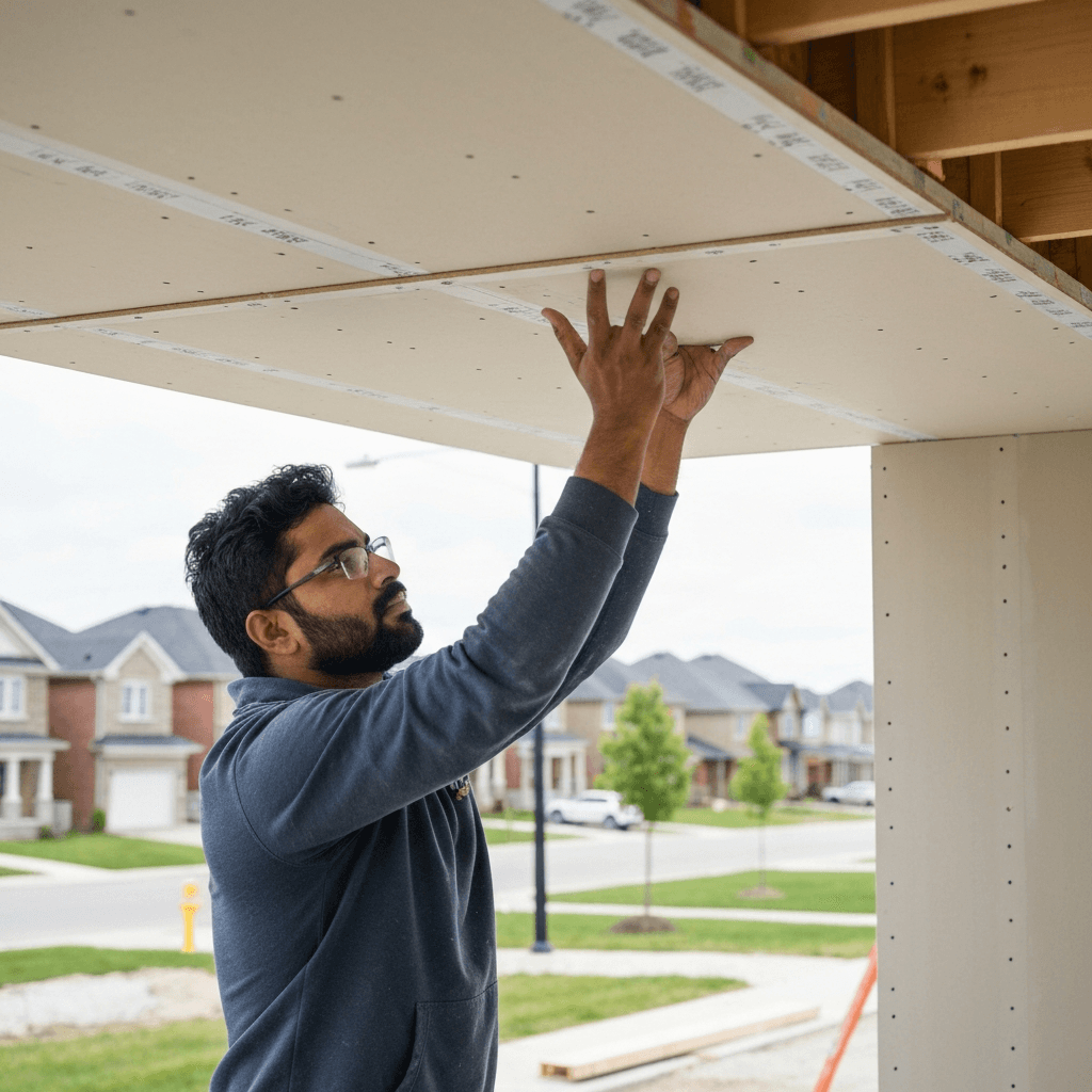 Professional drywall ceiling repair project by RenoHouse in Ajax — drywall ceiling repair toronto