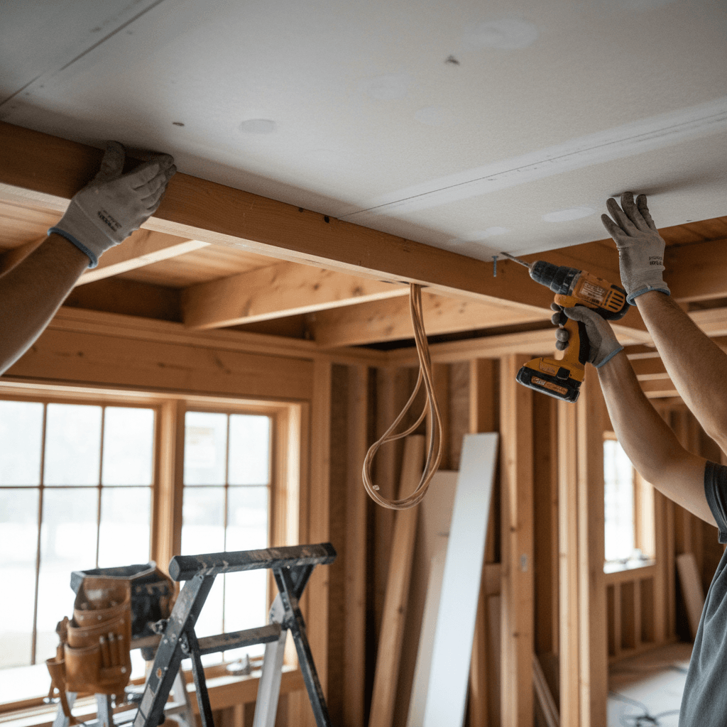 Professional drywall ceiling repair project by RenoHouse in Aurora — drywall ceiling repair toronto