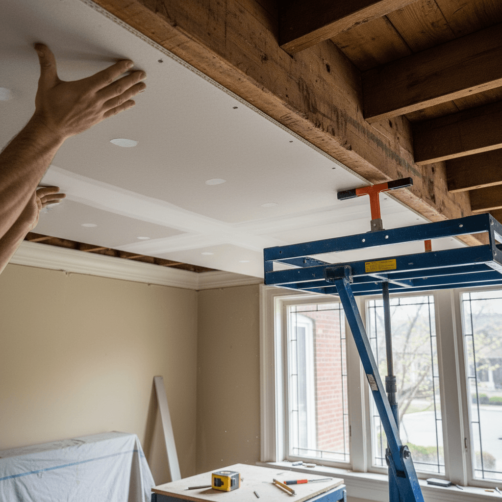 Professional drywall ceiling repair project by RenoHouse in Burlington — drywall ceiling repair toronto
