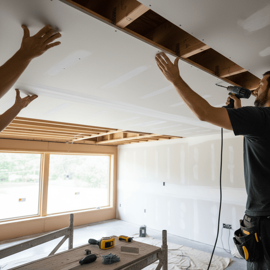 Professional drywall ceiling repair project by RenoHouse in Etobicoke — drywall ceiling repair toronto
