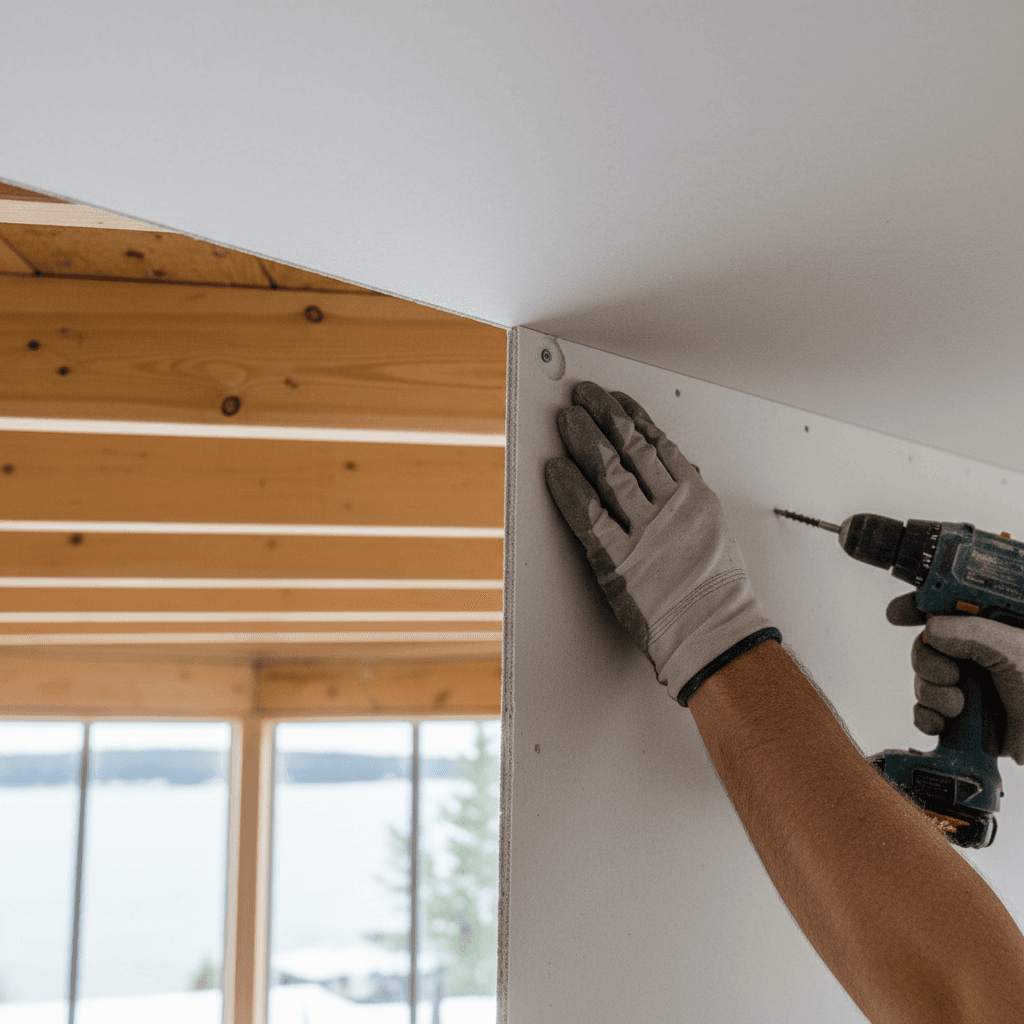 Professional drywall ceiling repair project by RenoHouse in Georgina — drywall ceiling repair toronto
