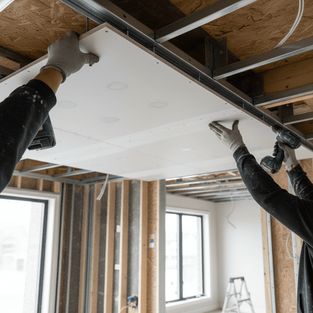 Professional drywall ceiling repair project by RenoHouse in Markham — drywall ceiling repair toronto