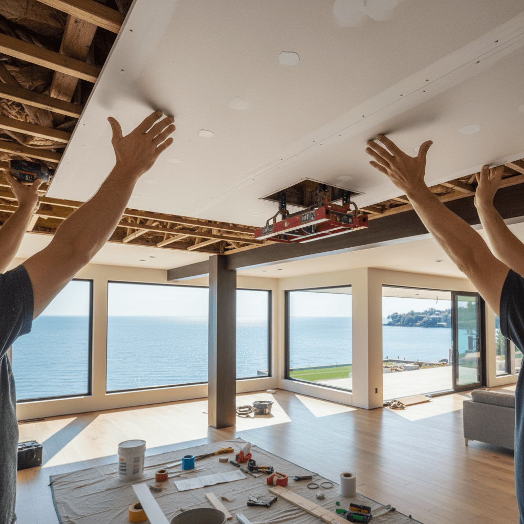 Professional drywall ceiling repair project by RenoHouse in Oakville — drywall ceiling repair toronto