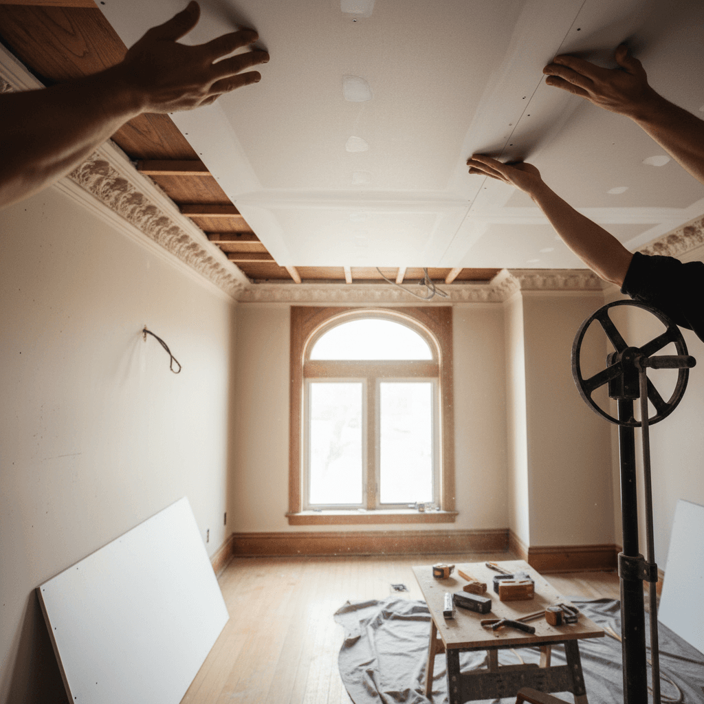 Professional drywall ceiling repair project by RenoHouse in Oshawa — drywall ceiling repair toronto