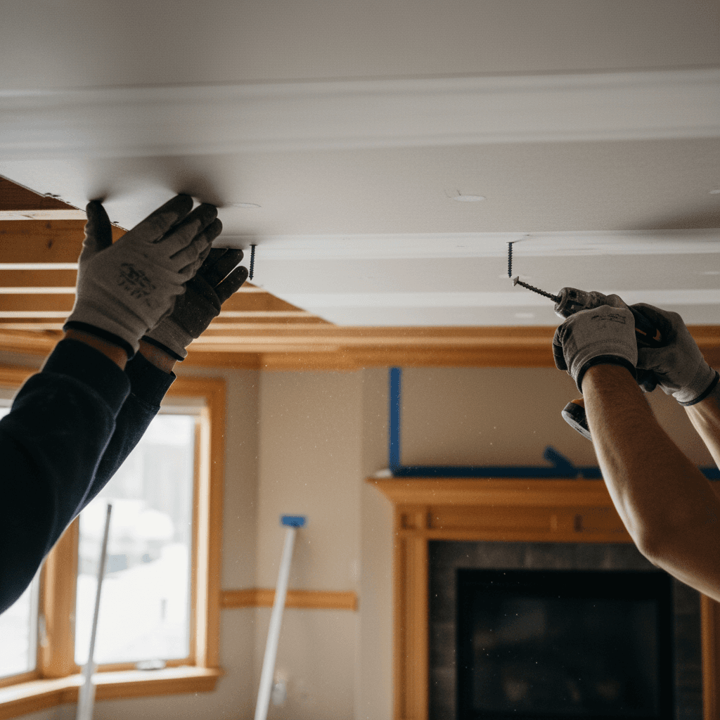 Professional drywall ceiling repair project by RenoHouse in Stouffville — drywall ceiling repair toronto