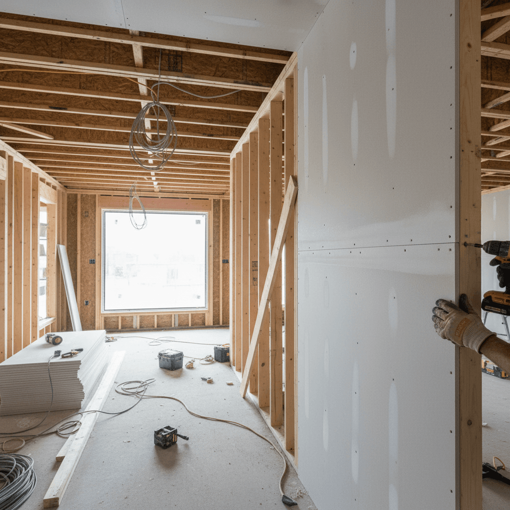 Professional drywall installation project by RenoHouse in Brampton — drywall repair near me