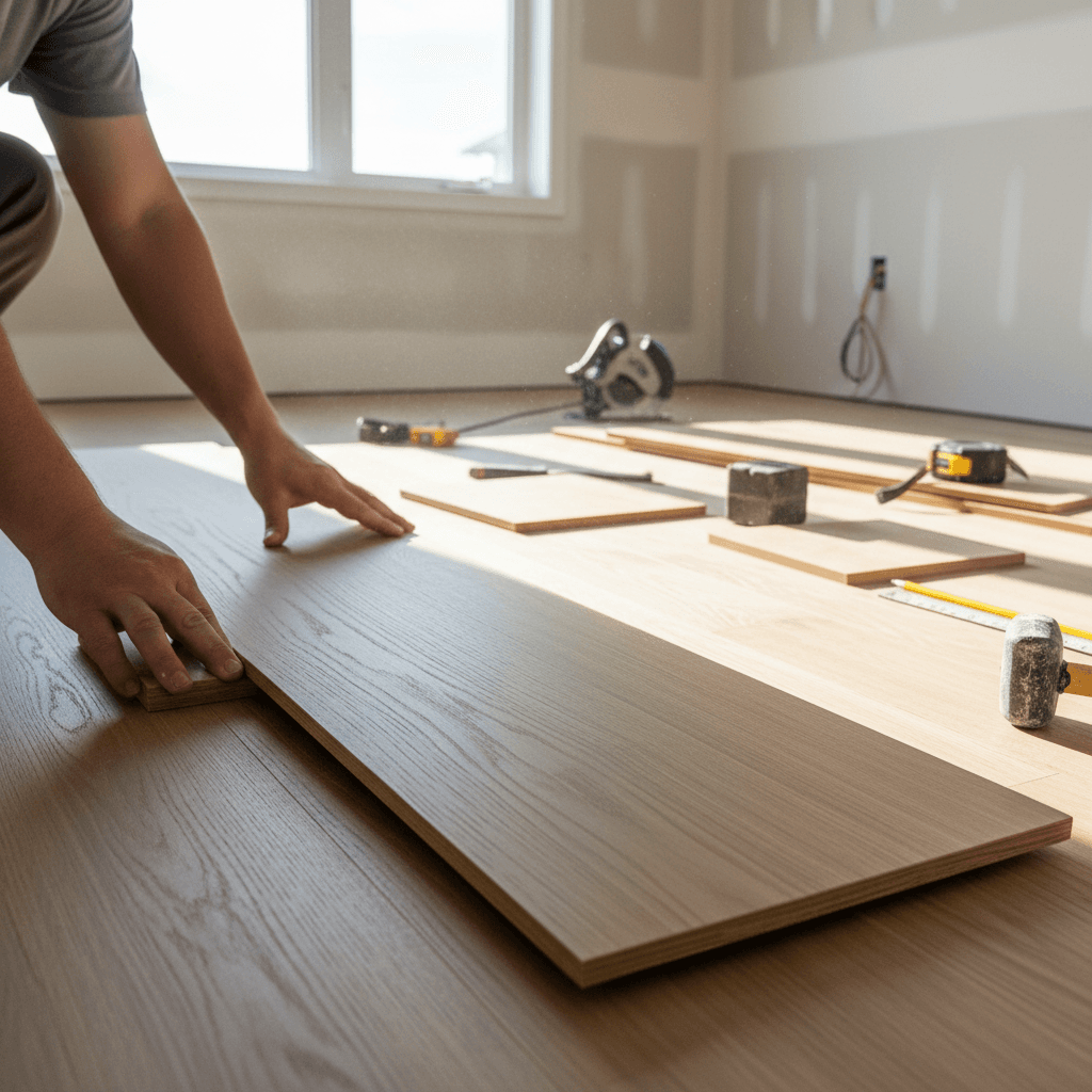 Professional engineered hardwood installation project by RenoHouse in East Gwillimbury — quality workmanship