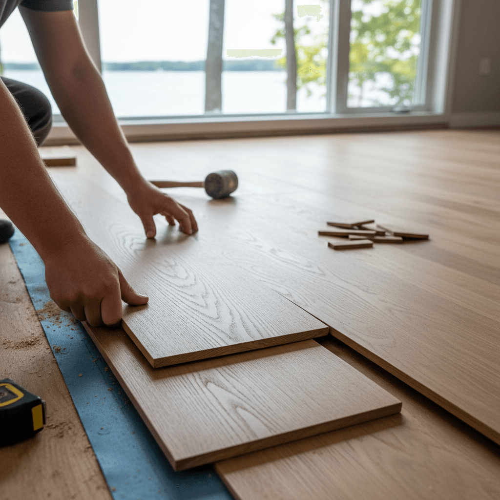 Professional engineered hardwood installation project by RenoHouse in Georgina — quality workmanship