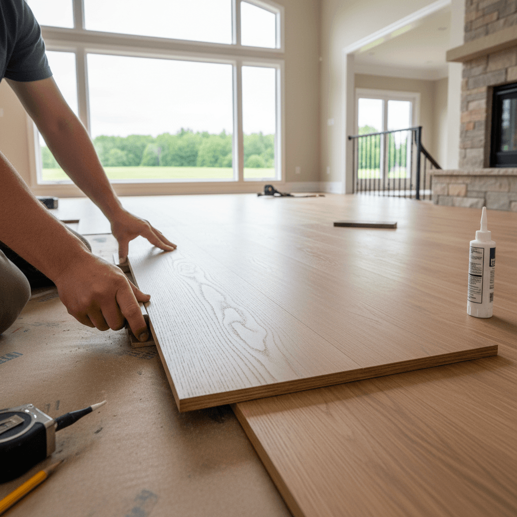 Professional engineered hardwood installation project by RenoHouse in King City — quality workmanship