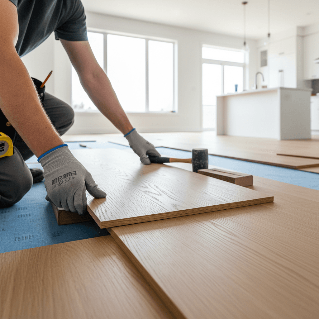 Professional engineered hardwood installation project by RenoHouse in Pickering — quality workmanship