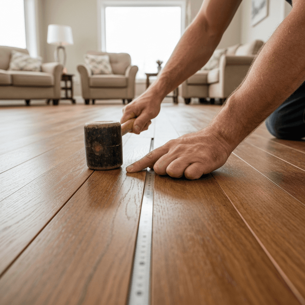 Professional engineered hardwood installation project by RenoHouse in Whitby — quality workmanship