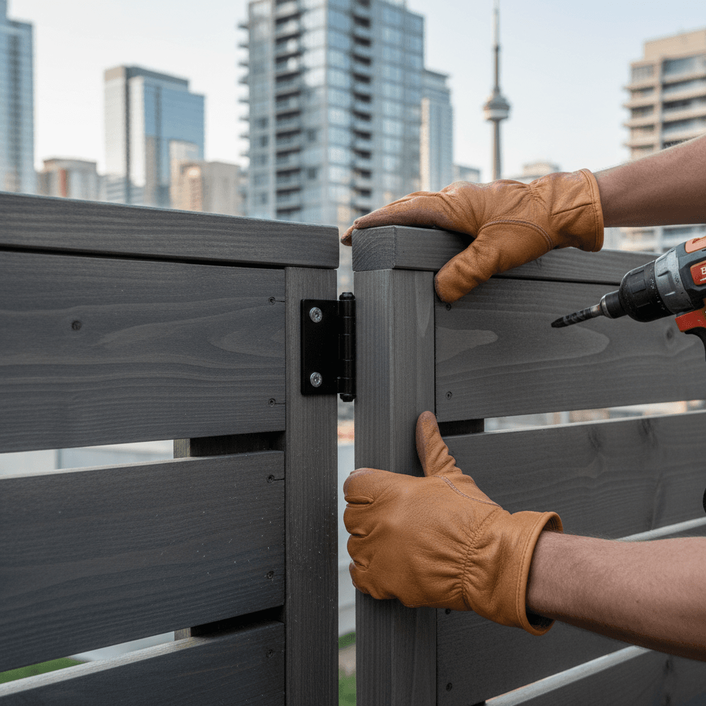 Professional fence gate installation & repair project by RenoHouse in Toronto — deck boards