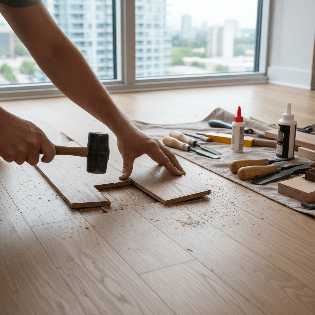 Professional floor repair services project by RenoHouse in North York — floor repair kit