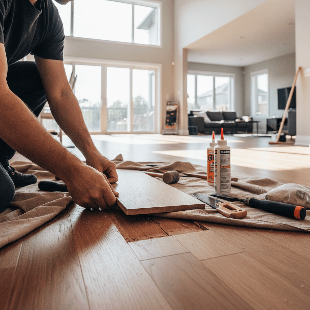 Professional floor repair services project by RenoHouse in Pickering — floor repair kit