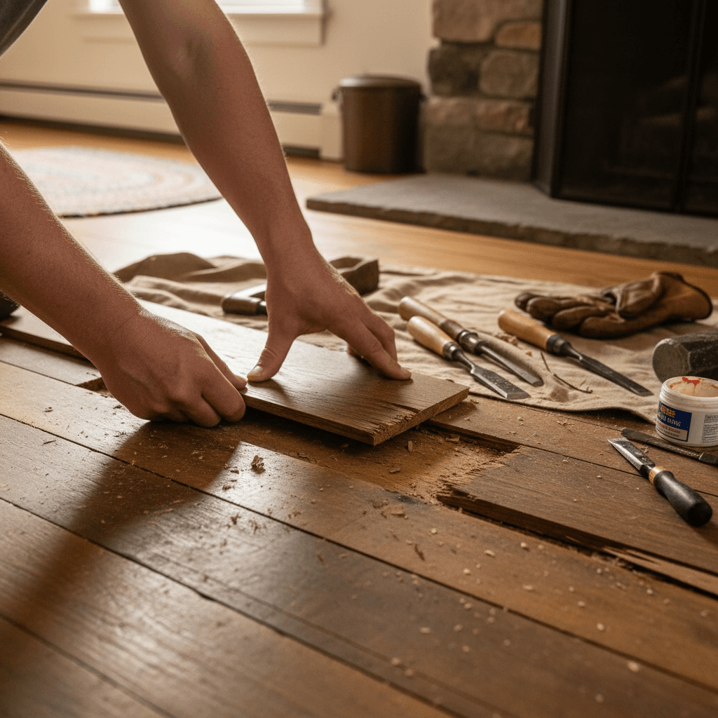 Professional floor repair services project by RenoHouse in Uxbridge — floor repair kit