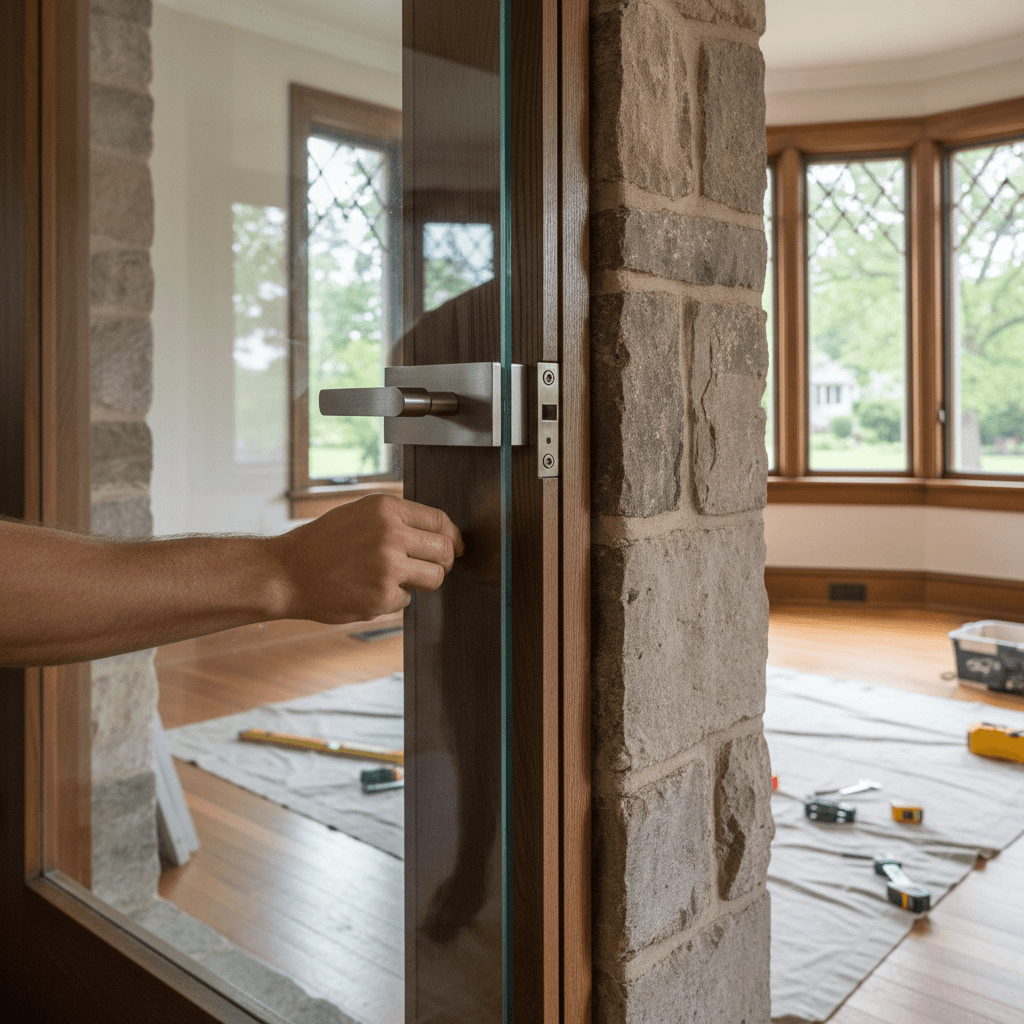 Professional glass door installation & repair project by RenoHouse in Burlington — exterior doors