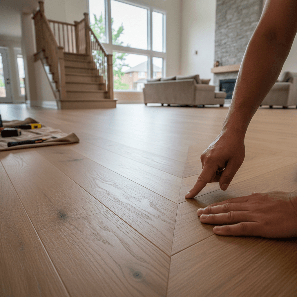 Professional hardwood flooring installation project by RenoHouse in Brampton — hardwood floors