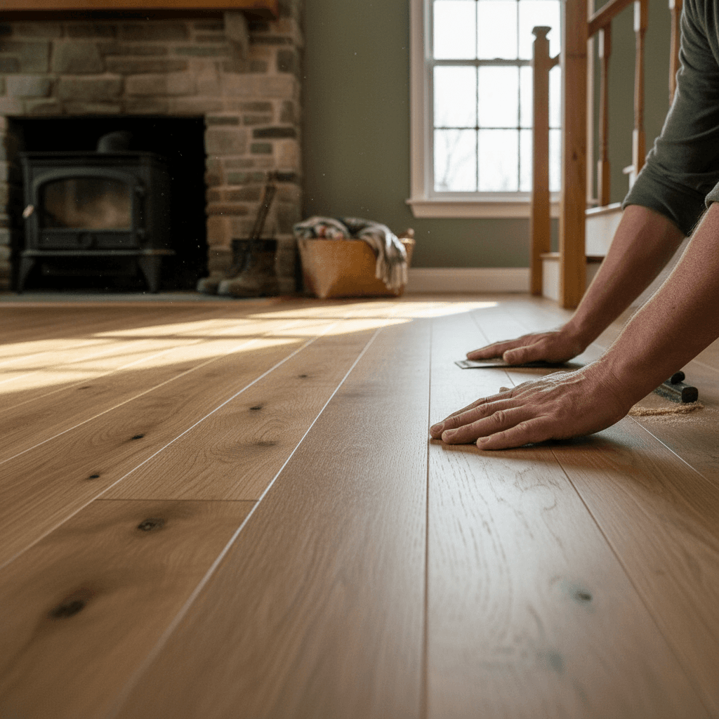 Professional hardwood flooring installation project by RenoHouse in Uxbridge — hardwood floors