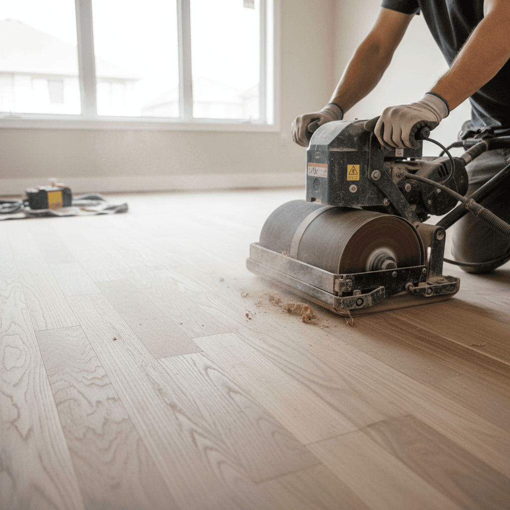 Professional hardwood floor refinishing project by RenoHouse in Ajax — hardwood floor refinishing toronto