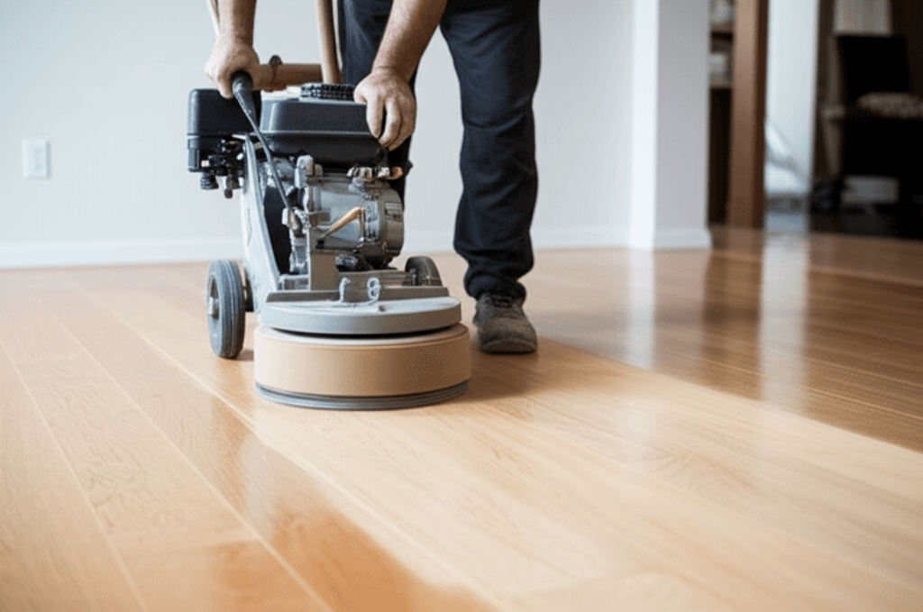 Professional hardwood floor refinishing project by RenoHouse in Brampton — hardwood floor refinishing toronto