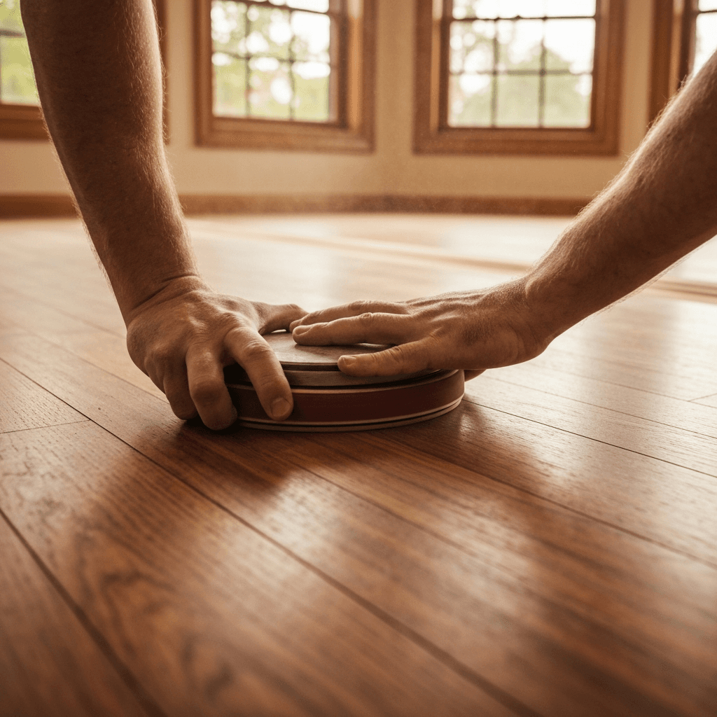 Professional hardwood floor refinishing project by RenoHouse in Burlington — hardwood floor refinishing toronto