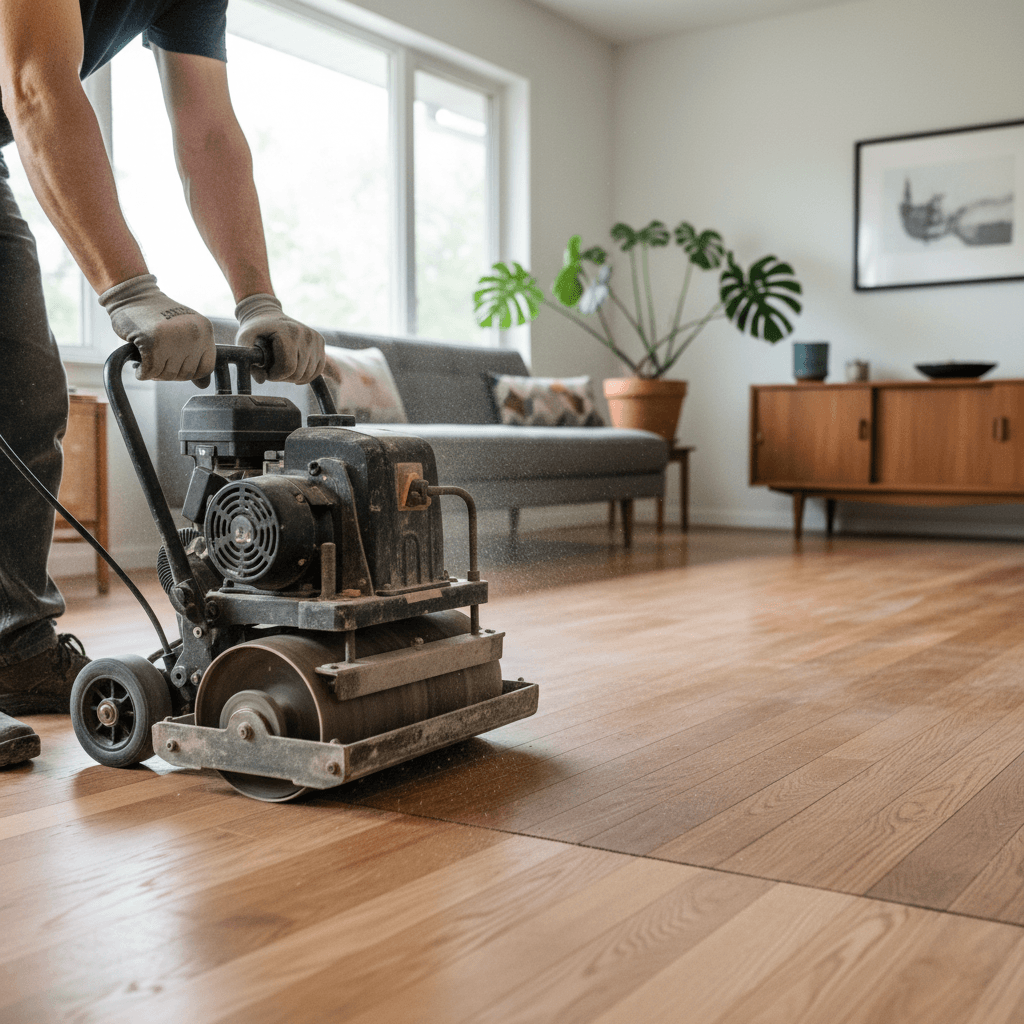 Professional hardwood floor refinishing project by RenoHouse in Etobicoke — hardwood floor refinishing toronto