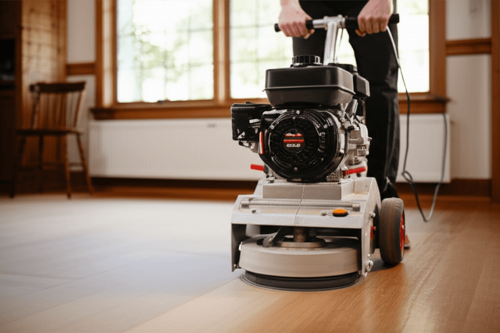 Professional hardwood floor refinishing project by RenoHouse in Georgetown — hardwood floor refinishing toronto