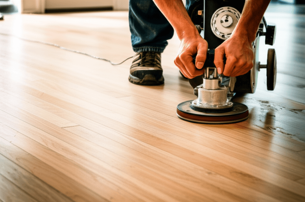 Professional hardwood floor refinishing project by RenoHouse in Georgina — hardwood floor refinishing toronto