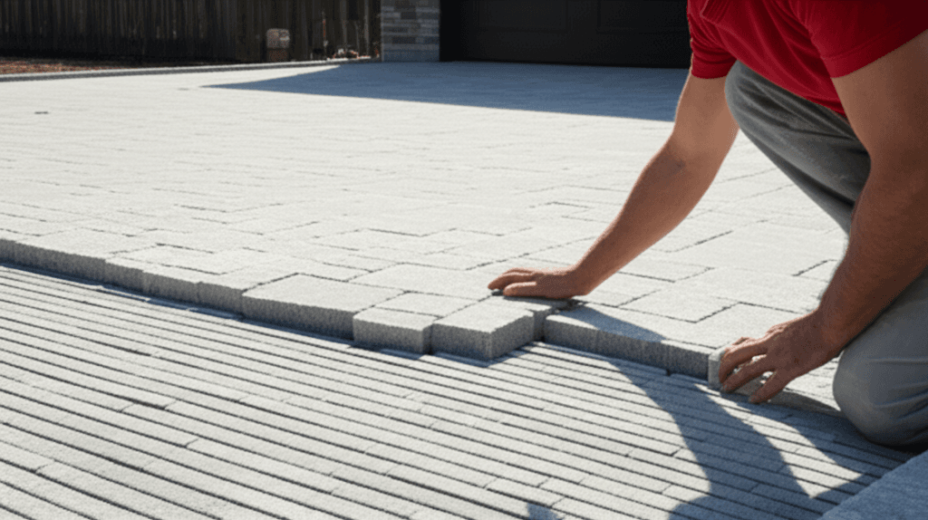 Professional interlocking driveway & patio project by RenoHouse in Brock — deck boards