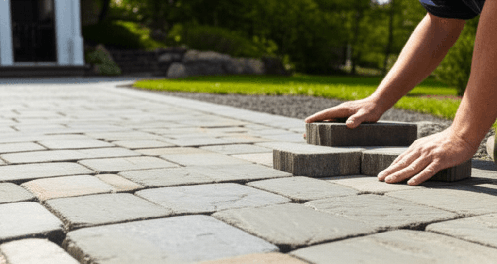 Professional interlocking driveway & patio project by RenoHouse in Clarington — deck boards