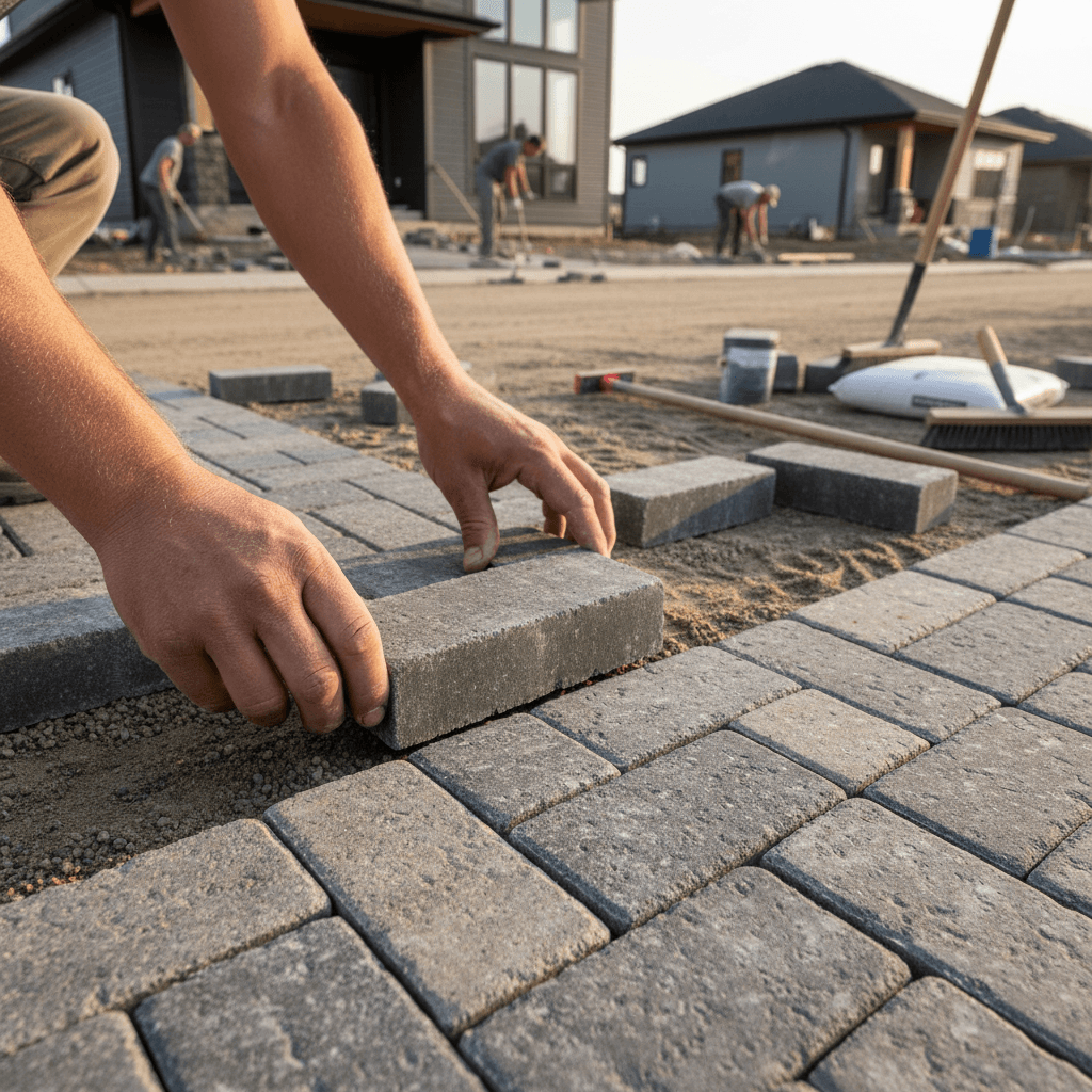Professional interlocking driveway & patio project by RenoHouse in East Gwillimbury — deck boards