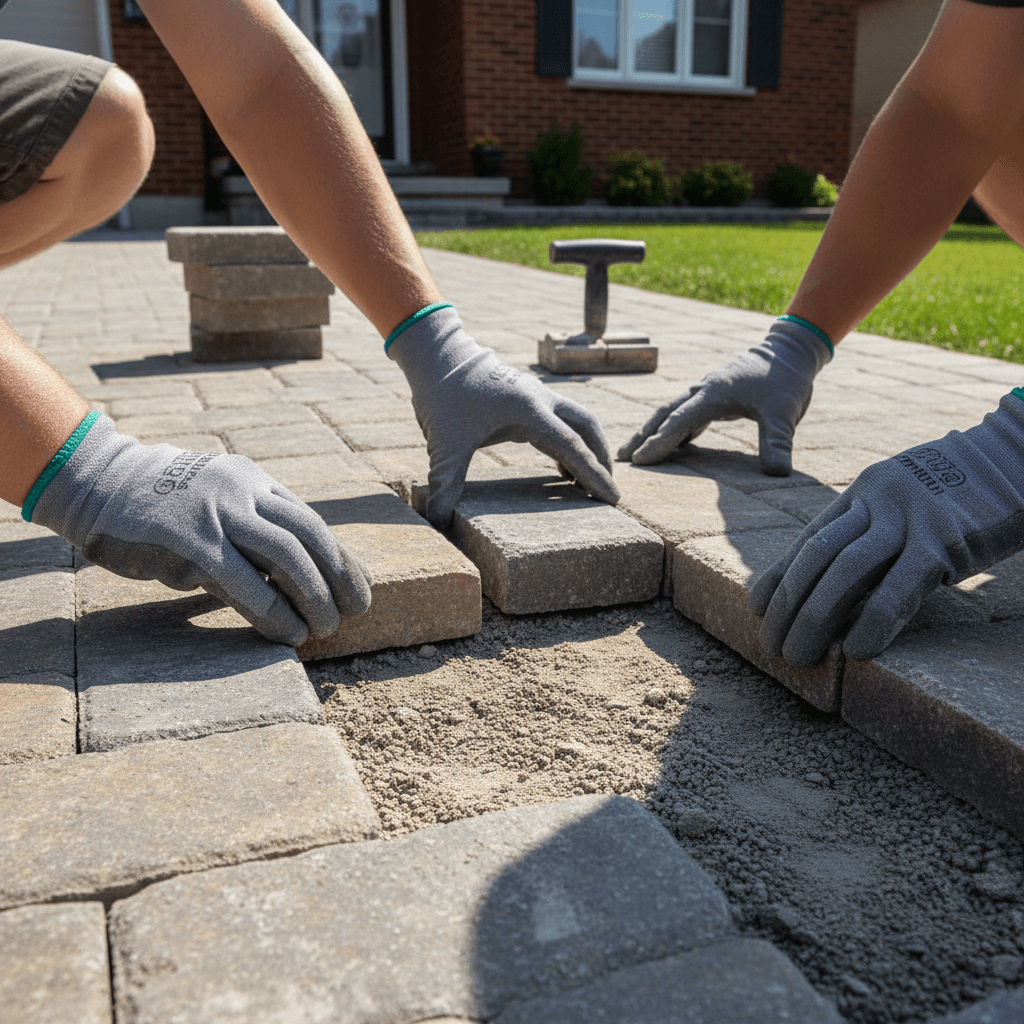 Professional interlocking driveway & patio project by RenoHouse in Mississauga — deck boards