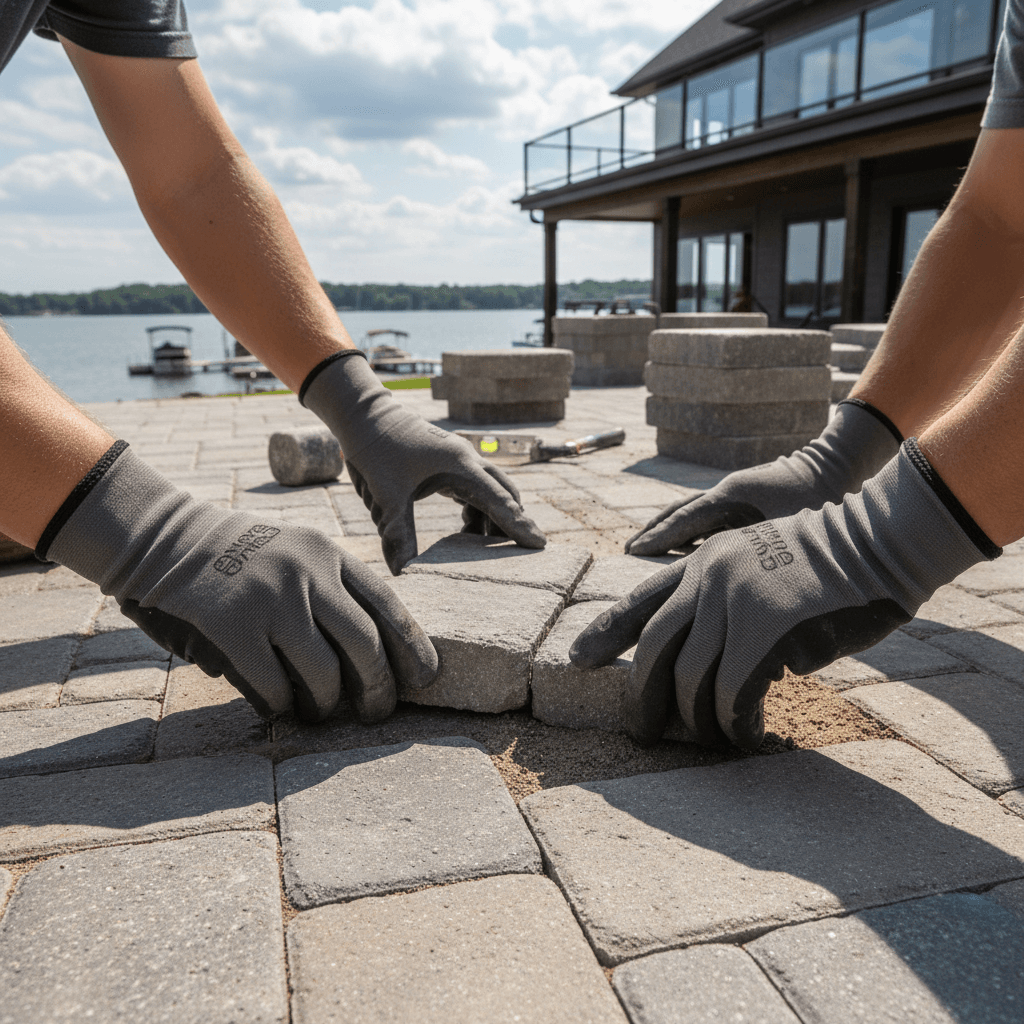 Professional interlocking driveway & patio project by RenoHouse in Oakville — deck boards