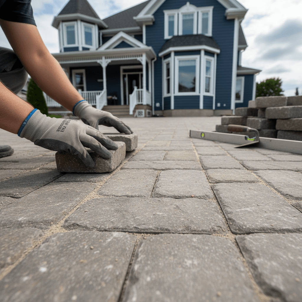 Professional interlocking driveway & patio project by RenoHouse in Oshawa — deck boards