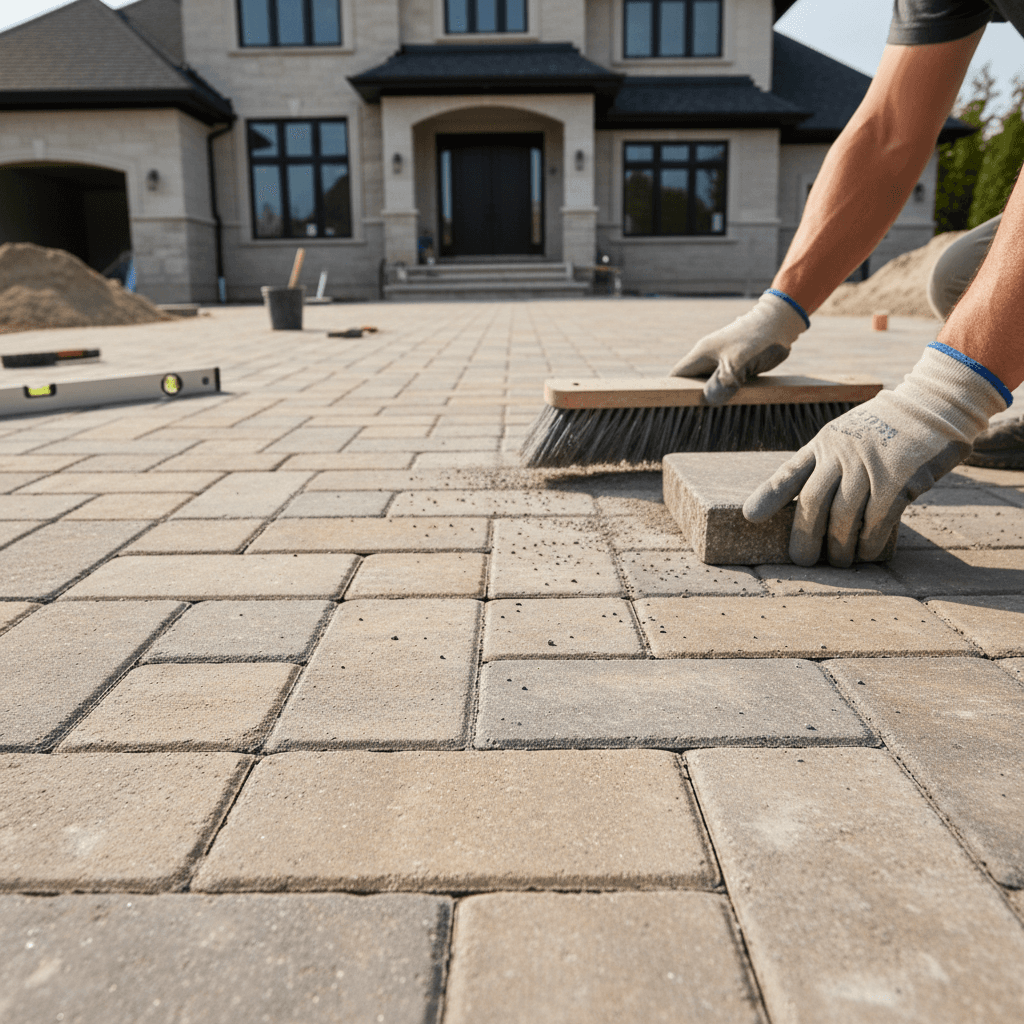 Professional interlocking driveway & patio project by RenoHouse in Richmond Hill — deck boards