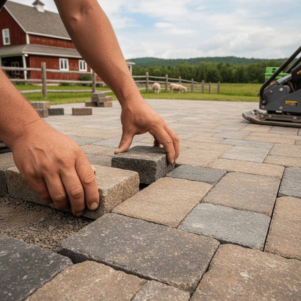 Professional interlocking driveway & patio project by RenoHouse in Uxbridge — deck boards